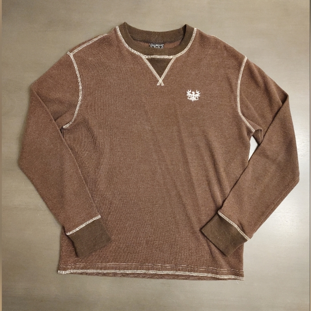 Long Sleeve Brown Thermal Shirt | Chapel & Greed | Medium